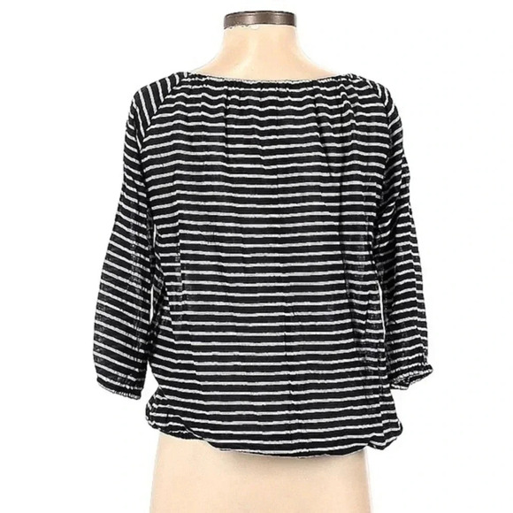J. Crew Gauze Blouse Navy & White Stripe Pheasant Blouse Size XS - Picture 2 of 4